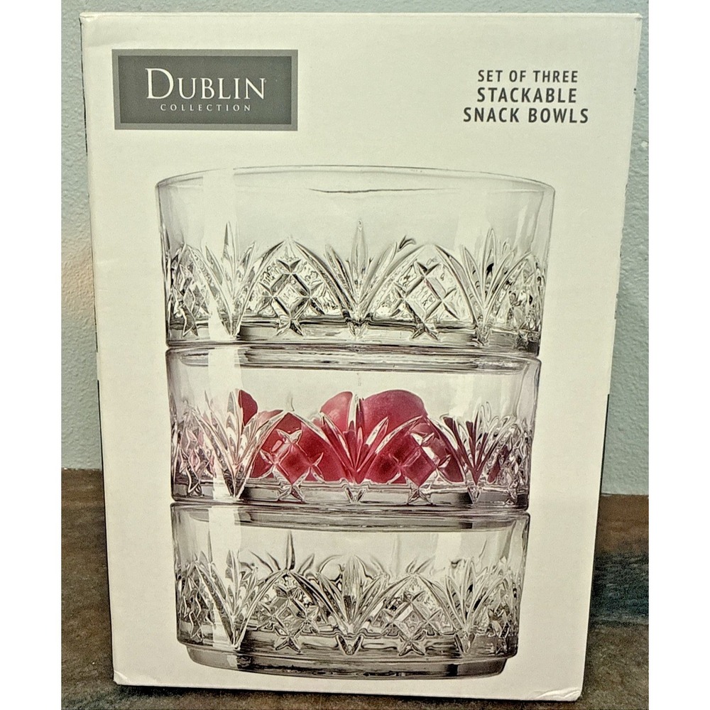 Godinger Snack Bowls, Stackable Nut Bowl Set of 3 - Dublin Collection